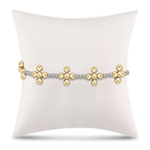 Signature Cross Sincerity Pattern 2.5mm Bead Bracelet in Gold and Sterling 