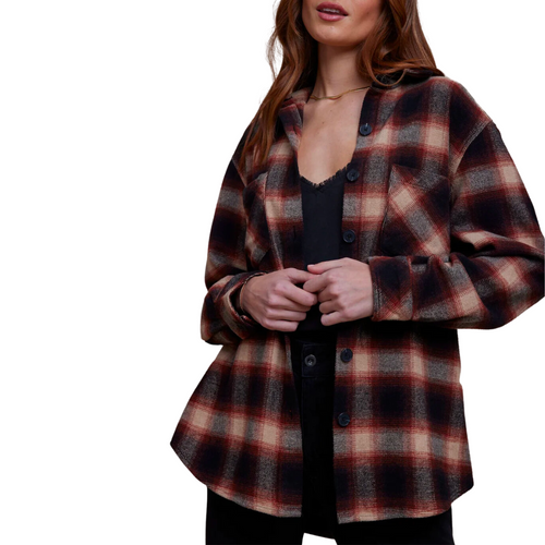 Two Pocket Oversize Shacket in Heritage Red Plaid 