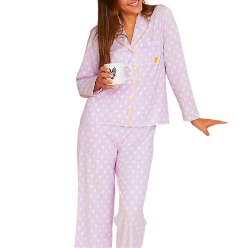 Betty Pajama Set Pop Heart Reverse in Lavender 