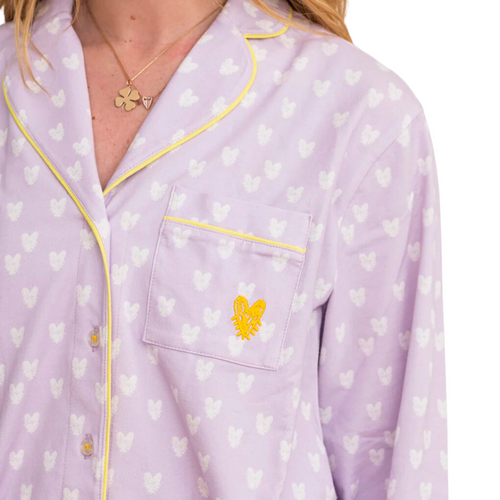 Betty Pajama Set Pop Heart Reverse in Lavender 