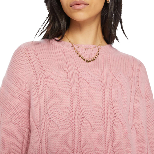 Tristan Cashmere Cable Knit Crew Neck in Lola