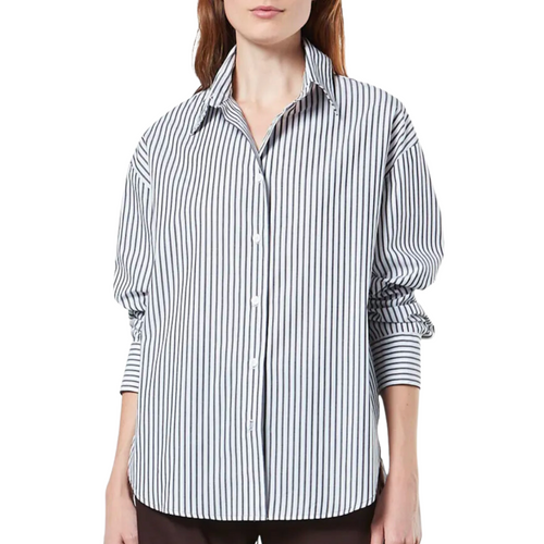 Cotton Shirt in Charcoal and White Stripe