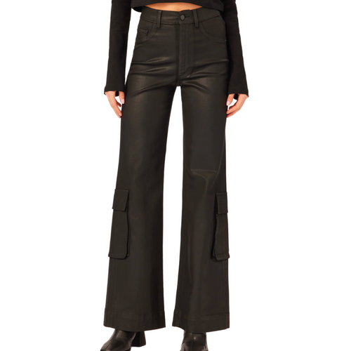 Hepburn Wide Leg High Rise Vintage in Black Cargo Coated