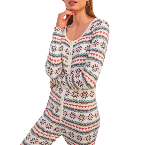 Snowflake Pointelle Onesie in Vanilla Ice