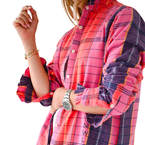 Mia Ruffle Shirt Cabin Plaid in Multi