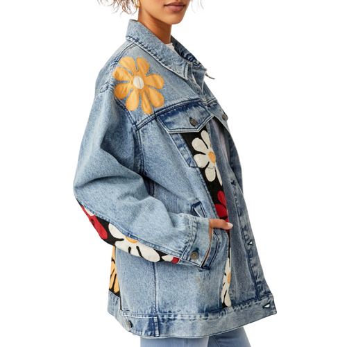 Annie's Flower Bomber Jacket in Denim