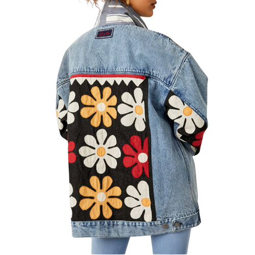 Annie's Flower Bomber Jacket in Denim