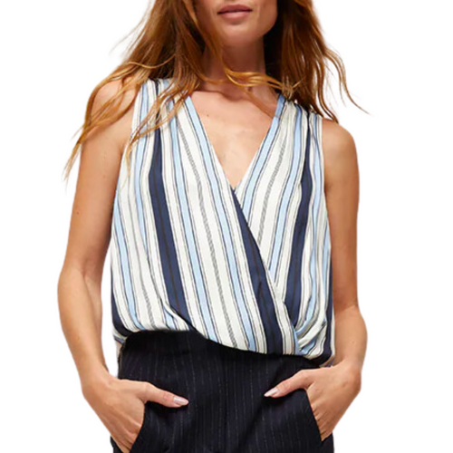 Rahi Striped Stretch-Silk Top in Blue Multi