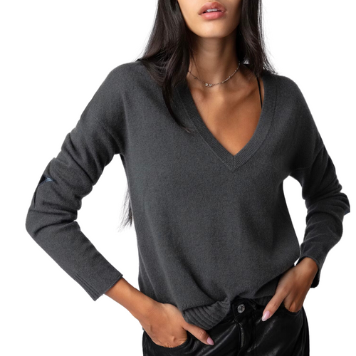 Vivi Patch Cashmere Sweater in Ardoise 	