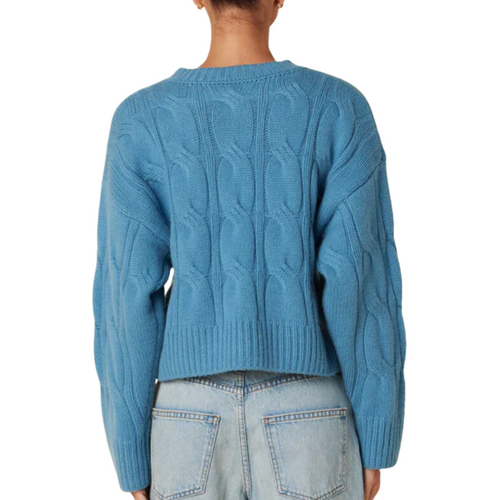 Tristan Cashmere Cable Knit Crew Neck in Cameo