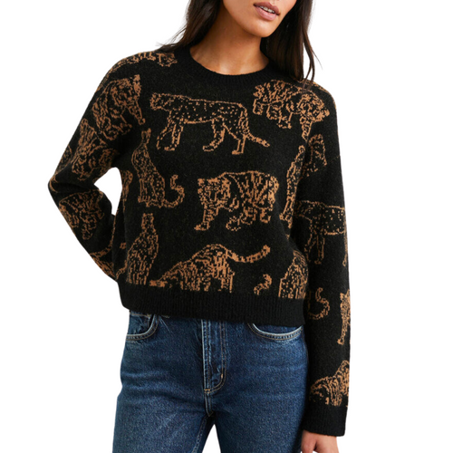 Perci Sweater in Camel Wild Cats