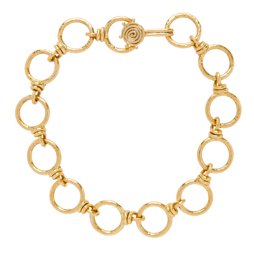 Hammered Circle Chain Necklace in Gold