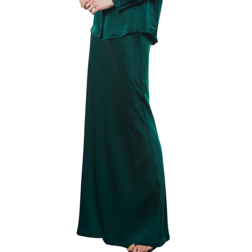 Silk Full Length Skirt in Malachite