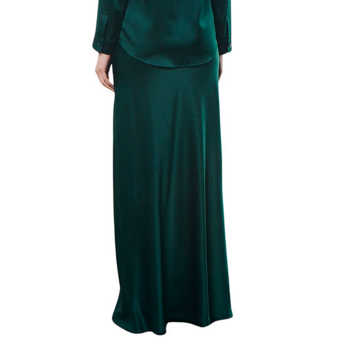 Silk Full Length Skirt in Malachite