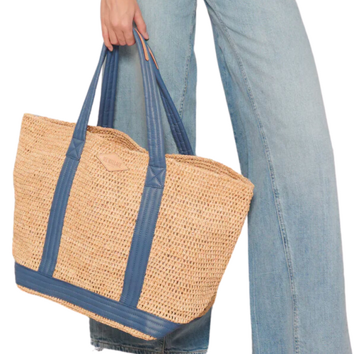 Small Raffia Tote in Denim