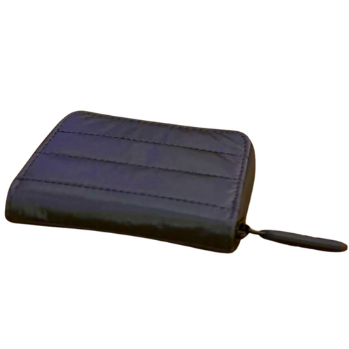 Puffer Zipper Wallet in Shimmer Black