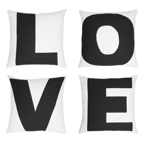 Love Pillow Set in Black/White