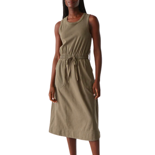 Wilhelmina Mixed Fabric Midi Dress in Camo