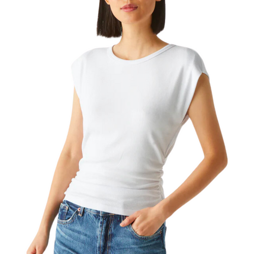 Joni Power Shoulder Tee in White