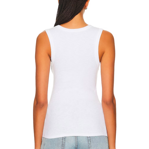 Textured Rib Sleeveless U in White