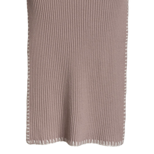 Cotton Cashmere Embroidered Rib Skirt in Pebble