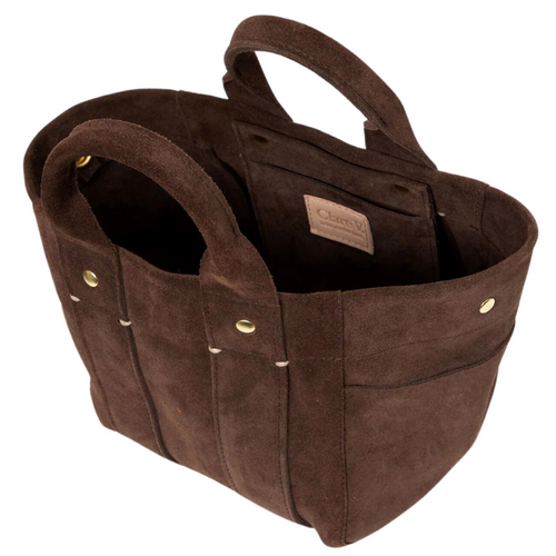 Le Petit Box Tote in Chocolate Suede