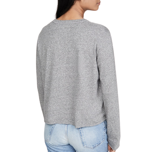 The Long Sleeve Crop Tee in Heather Grey