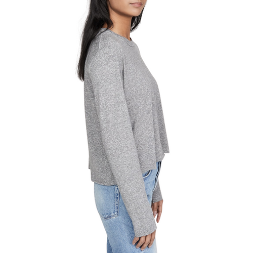 The Long Sleeve Crop Tee in Heather Grey