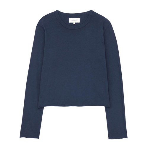 The Long Sleeve Crop Tee in True Navy