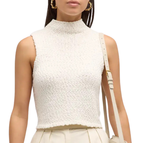 Atticus Roll Neck Cropped Tank in Gardenia