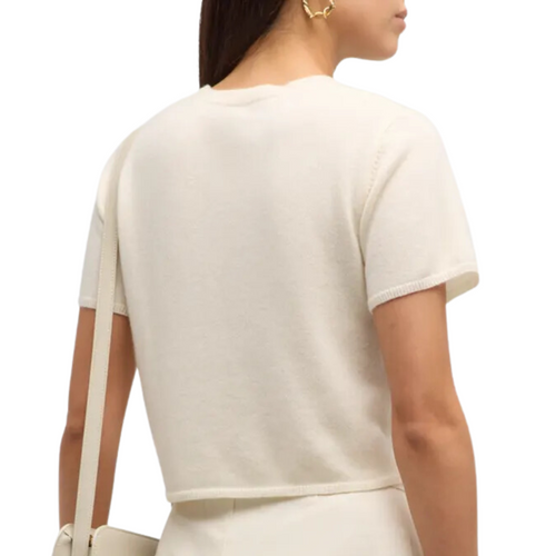 Charleston Relaxed Cashmere Crewneck Tee in Gardenia