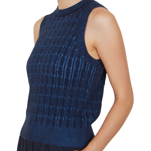 Skylar Cable Vest in Navy/Cornflower