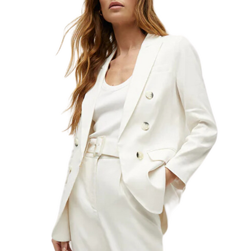 Bexley Stretch-Linen Dickey Jacket in Off White