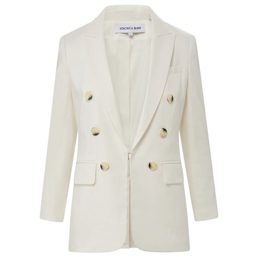 Bexley Stretch-Linen Dickey Jacket in Off White