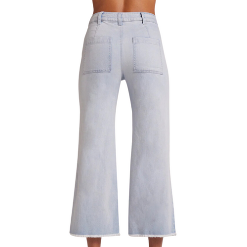 Sarah Frayed Hem Wide Leg Crop in Ocean Mist Wash