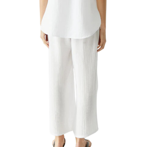 Medina Cropped Gauze Pant in White