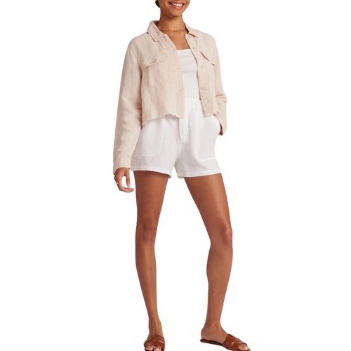 Lily Frayed Hem Jacket in Sand Khaki 