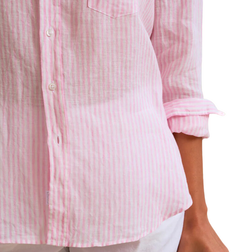 Eileen Relaxed Button-Up Shirt in Pink Stripe