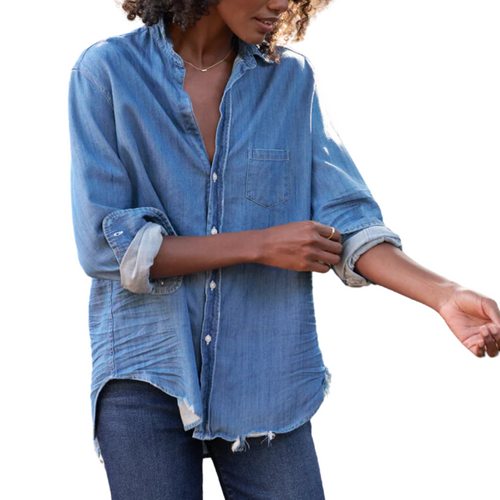 Eileen Relaxed Button-Up Shirt in Vintage Stonewashed Indigo