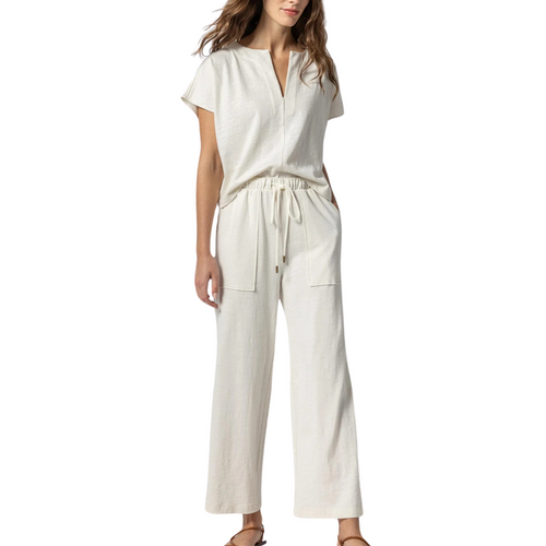 Cropped Pull On Pant in Ecru