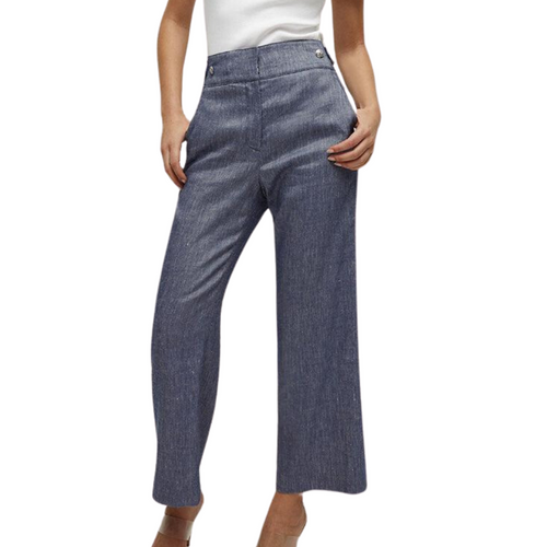 Aubrie Linen Pant in Blue Melange