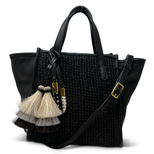 Mini Tote in Black Raffia