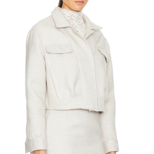 Holis Cropped Pleated Jacket in Bone