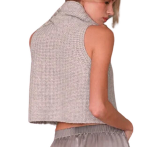 Saige Cropped Turtleneck in Foggy