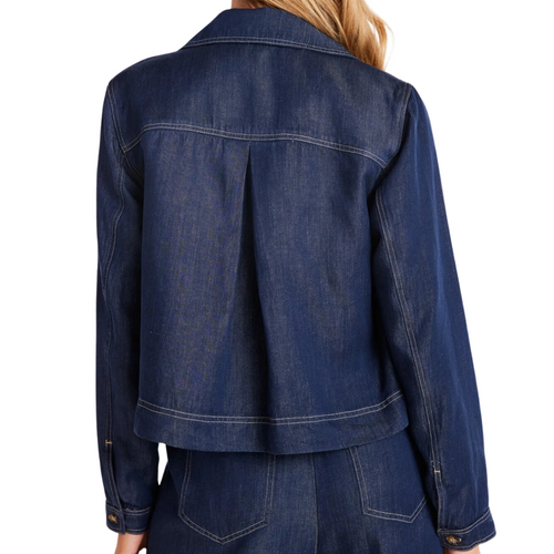 Flap Pocket Utility Jacket in Dark Denim