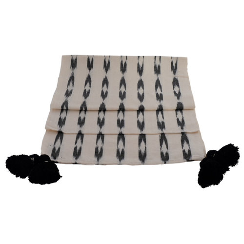 Serpentina White and Black Woven Table Runner