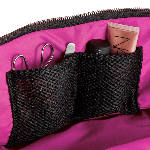 Small Nylon Everyday Makeup Bag in Black/Pink