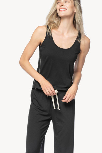 Super Soft Pant/Tank Pajama Set in Black