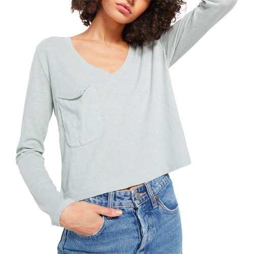 Mina Slub Long Sleeve Tee in Mint Ash