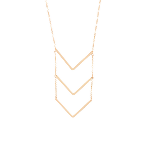 Chevron Chain Link Necklace In Gold